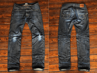 Lotfeel Jeans en denim selvedge japonais de haute qualité, lavage vintage, effet usé, denim selvedge