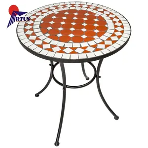 Table de café pliante portable, meubles d'extérieur en mosaïque de couleur blanche, Vintage, de très bonne qualité