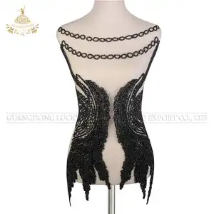 Elegant Handmade beads Patches Applique Stone Patches with Gauze for Dress and Evening Dress Dance Clothes
