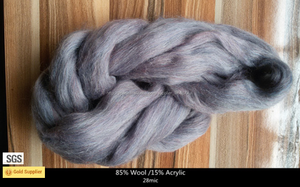 28mic Natural color Mezclado de Lana Mezclada Superior Roving lana Fibra 85% Uruguay/15% Acrlic Spinning Fieltro Que Teje - Product Image 1