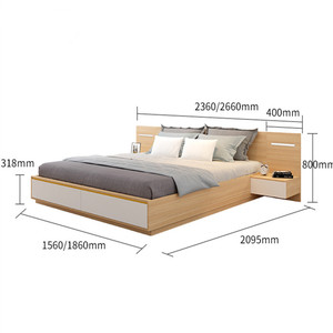 Simple Melamine MDF Wood <strong>Storage</strong> <strong>Double</strong> <strong>Bed</strong> - Product Image 1