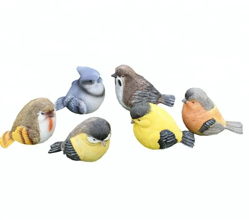 Molde artificial realista para decoração de jardim, 6 unidades, adereços para crianças, brinquedo, artesanato, estatuas de pássaros