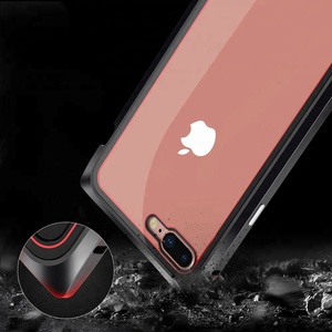 Funda adsorción magnética estilo cuadrado para iPhone X 7/8 Plus 9H parte trasera de vidrio templado - Product Image 6