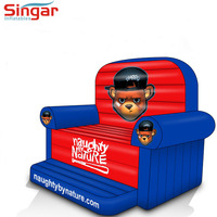 Canapé gonflable géant bleu avec impression de logo personnalisée