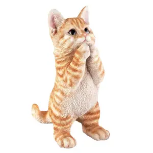 orange cat animal craft home decoration resin sculpture