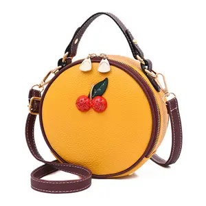 2019 Wholesale New Women Mini Cherry Leather Chain Shoulder Circular Bag