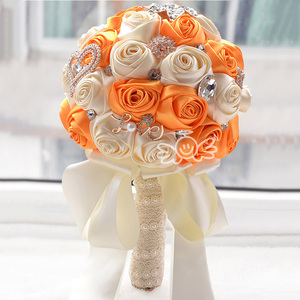 ZERO <span class=keywords><strong>Bouquet</strong></span> da Sposa Artigianale per Damigelle, Altezza 31cm, Fiori di Seta Blu per Matrimoni - Product Image 6