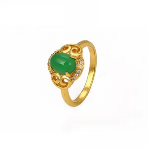 Xuping gioielli delle donne del partito di lusso anello di giada verde anello in oro 24k anello in oro