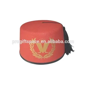 China suppliers custom red wool fabric material Morocco cap Muslim top hat wholesale with tassel for man woman