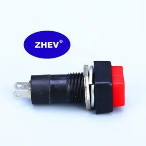 Black 12MM Plastic PBS-12A B Push Switch With Red Button Normal Open