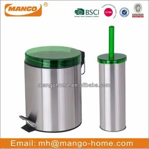 Juego de Cubo de Basura con Pedal de Acero Inoxidable y Escobilla para Inodoro - Product Image 3