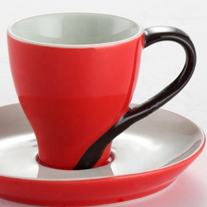 Tazza <span class=keywords><strong>di</strong></span> caffè in porcellana riciclata a punto rosso <span class=keywords><strong>collezione</strong></span> tazza ecologica per tè e piattino rosso sostenibile | YST fabbrica <span class=keywords><strong>di</strong></span> ceramiche - Product Image 2