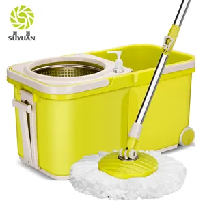 2020 New Design Floor Cleaning Platte Droge Mop, Microfiber Doek Mop Met Gemakkelijk Wielen