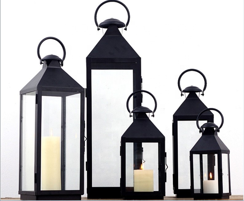 Portable Indoor outdoor decorating metal candle holder glass for home decor