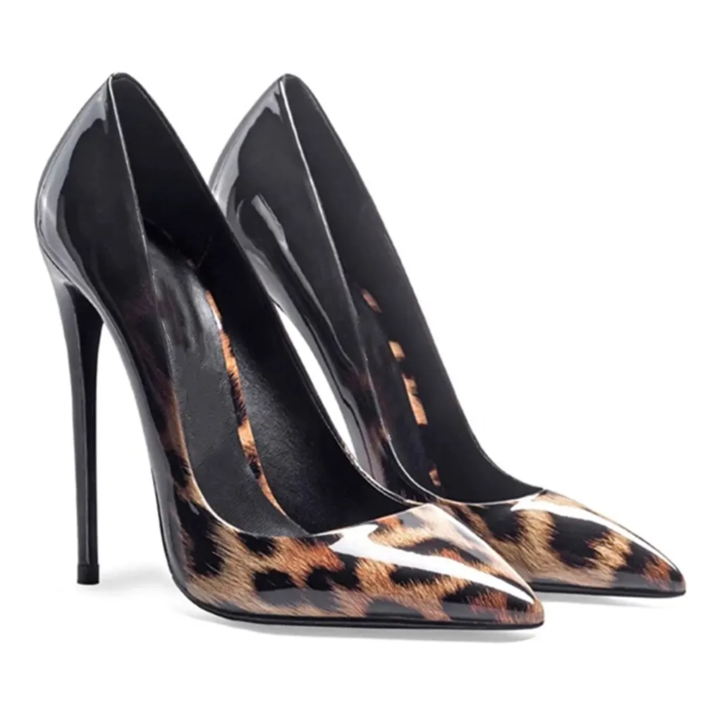 WETKISS fábrica poner su propio logotipo de los gradientes de leopardo zapatos de bombas Sexy Stiletto zapatos de mujer de tacón alto bombas tamaño 13