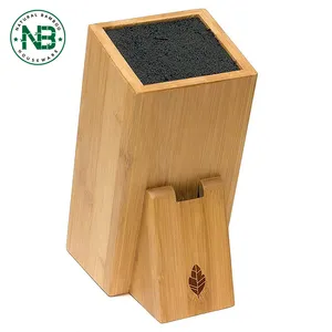 With removable and dishwasher Inner nylon core Bamboo Storage Knife Block