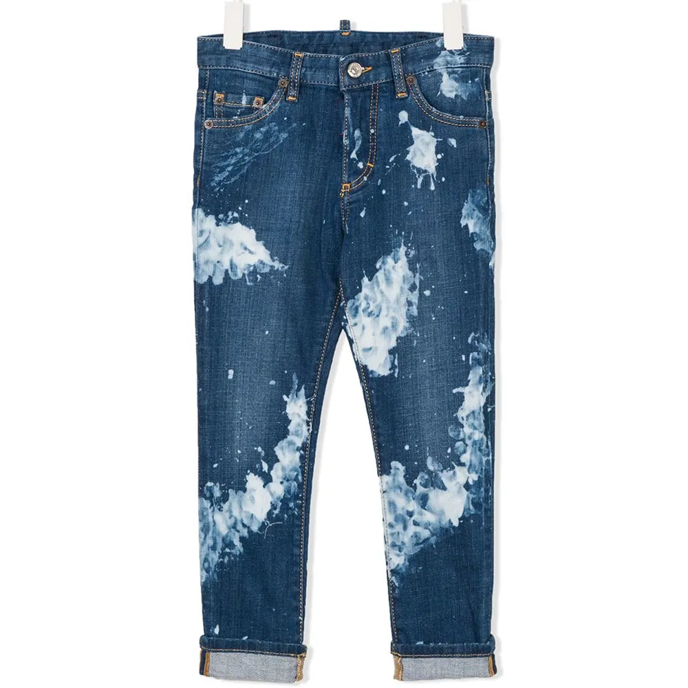 DiZNEW OEM High Quality Blue Painting Denim Clothing Kids Boys Paint Jeans pants
