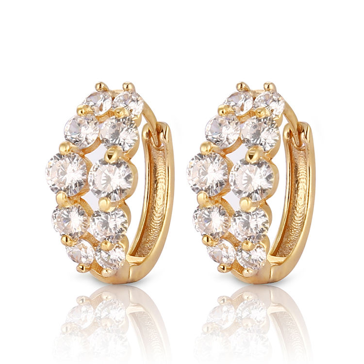 Wholesale Newest Design Fashion Round 18K Gold Plated CZ Earrings Designs  for Girls