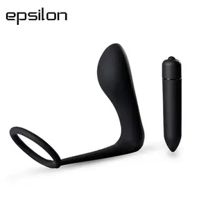 Cincin Pemijat Prostat Vibrator Anal Elektrik, 10 Mode dengan Penunda Ejakulasi Dini