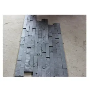 Decorativo negro cornisa apilado la pared de revestimiento de piedra de pizarra durable