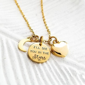 Collana commemorativa I'll See You in the Stovis con urna a forma di cuore rotondo in acciaio inossidabile, kit per il riempimento dell'urna con imbuto - Product Image 1