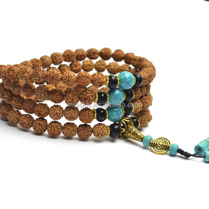 Bracelet de prière bouddhiste <span class=keywords><strong>tibétain</strong></span> et Bodhi, bijou de Vajra, avec perle turquoises, collier Mala, 108 - Product Image 5