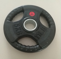 20Kg Fitness Accessoires 3 Gaten Zwart Rubber Coated Gewicht Plaat