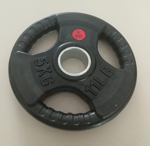 20kg Fitness Accessories 3 Holes Black <strong>Rubber</strong> <strong>Coated</strong> <strong>Weight</strong> <strong>Plate</strong> - Product Image 1