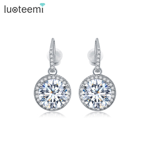 LUOTEEMI Gros Vente Chaude Fantaisie Conception Formelle Robe de Soirée Platine Plaqué Pave Cristal Cubique Zircon Boucles D'oreilles