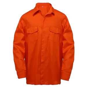 男士100% 棉轻质Frc石油工人工作阻燃焊接衬衫安全工作服男士夹克