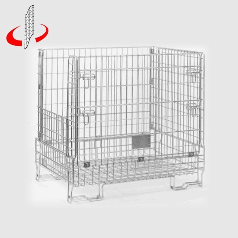 Plié En Acier Soudé Récipient En Métal Tressé De Stockage Cage
