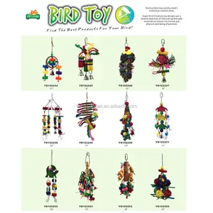 Colorful Parrot Pet Bird Macaw Hanging Chew Toy Bells Wood Blocks Swing Toys