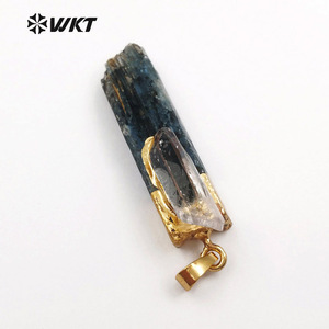 WT-P1390 all'ingrosso Design di moda speciale personalizzato cianite blu con Selenite elettrolitica in metallo 18 carati per gioielli fascino al quarzo - Product Image 5