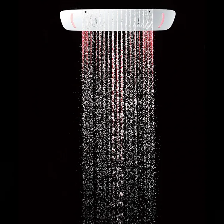 หลายสี 5 ฟังก์ชั่นที่กำหนดเอง Rain Shower โคมไฟเพดานฝักบัวอาบน้ำฝนหัวนวดฟอง LED