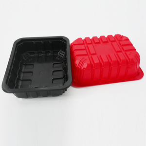 Vỉ phân hủy sinh học tươi siêu thị màu Đen/Đỏ <span class=keywords><strong>PP</strong></span> Pet nhựa dùng một lần đông lạnh thịt khay thực phẩm Trái Cây container bao bì hộp - Product Image 1