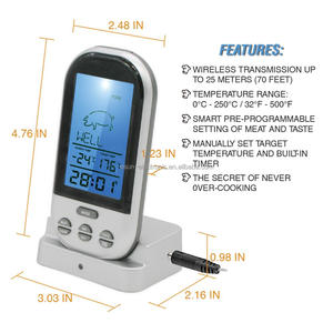 Thermomètre à viande numérique sans fil RF pour cuisine BBQ avec grand affichage Thermomètre de cuisson pour chaudière - Product Image 3