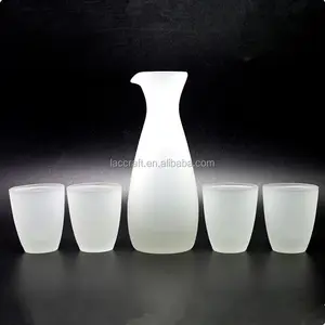 Su misura acidato vetro smerigliato bottiglia di sake e tazza set
