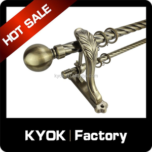 KYOK Bela flor remate em pólo da cortina/cortina final, duplo heavy duty suporte da haste de cortina, trançado tubulação da cortina de ferro forjado - Product Image 3