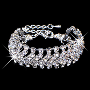 Nueva venta caliente encantadora novia <span class=keywords><strong>de</strong></span> <span class=keywords><strong>la</strong></span> boda <span class=keywords><strong>de</strong></span> joyería <span class=keywords><strong>de</strong></span> cristal brillante rhinestone pulsera ancha para <span class=keywords><strong>las</strong></span> mujeres - Product Image 1