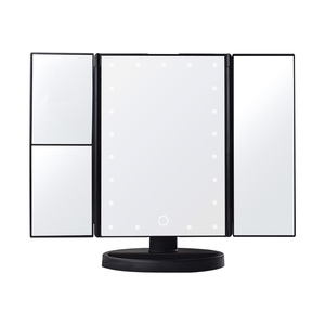 Portable Touch Screen Adjustable 21 LED Lights Desktop Makeup <strong>Mirror</strong> 3-Folding Square <strong>Tabletop</strong> Makeup <strong>Mirror</strong> New Design - Product Image 1