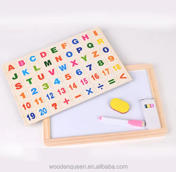 Wood Magnetic 4433 English letter Alphanumeric Number Hanging blackboard double-sided drawing board white kids toys for kids