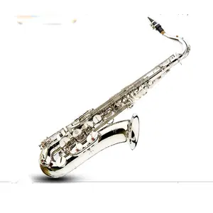 <span class=keywords><strong>Saxophone</strong></span> <span class=keywords><strong>ténor</strong></span> en la bémol en laiton jaune plaqué argent brillant, vente chaude 2019 - Product Image 1