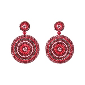 MO-E2019023  MoyaMiya Statement Seed Bead Mandala Style  Bohemian Assorted Hoop Dangle Earring - Product Image 3