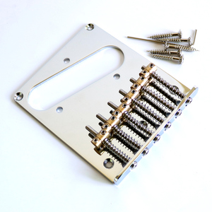Puente para Guitarra Eléctrica TLB013, <span class=keywords><strong>Base</strong></span> de Acero 80x97mm, Selletas de Latón Vintage, Componentes de Hierro, Acabado Cromado Pulido, Metal Duradero 54mm - Product Image 5