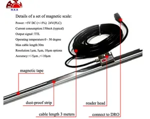 Dưới 1Meter 5U Đa-Chức Năng Quy Mô Từ Tính Với 0.3Mm Đầu Từ Hoặc Đầu Đọc Từ Cho Máy Phay