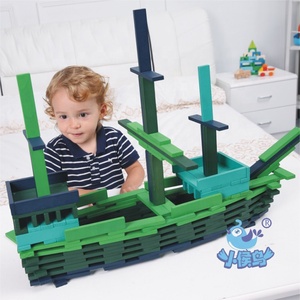Diy creative kids learn and play educational toy colorful printing wooden construction blocks - Product Image 5