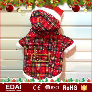 Nueva llegada caliente tela cruzada abrigo a cuadros rojo ropa para perros de Navidad - Product Image 2