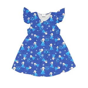 Popular boutique girls' clothing, autumn printed lovely princess motif of milk silk sleeveless dress