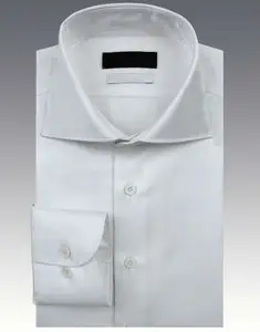 Konfor fit yüksek kaliteli elbise/resmi uzun kollu erkek gömlek beyaz gömlek yayılmış yaka