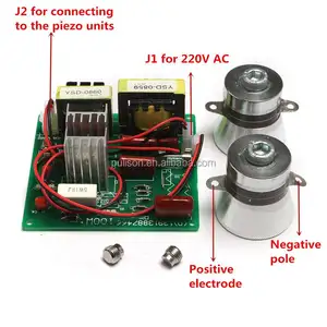 100W AC 220V بالموجات فوق الصوتية الأنظف قرص طاقة مجلس + 2 قطعة 40K محولات الطاقة المنخفضة التنظيف بالموجات فوق الصوتية آلة متكاملة